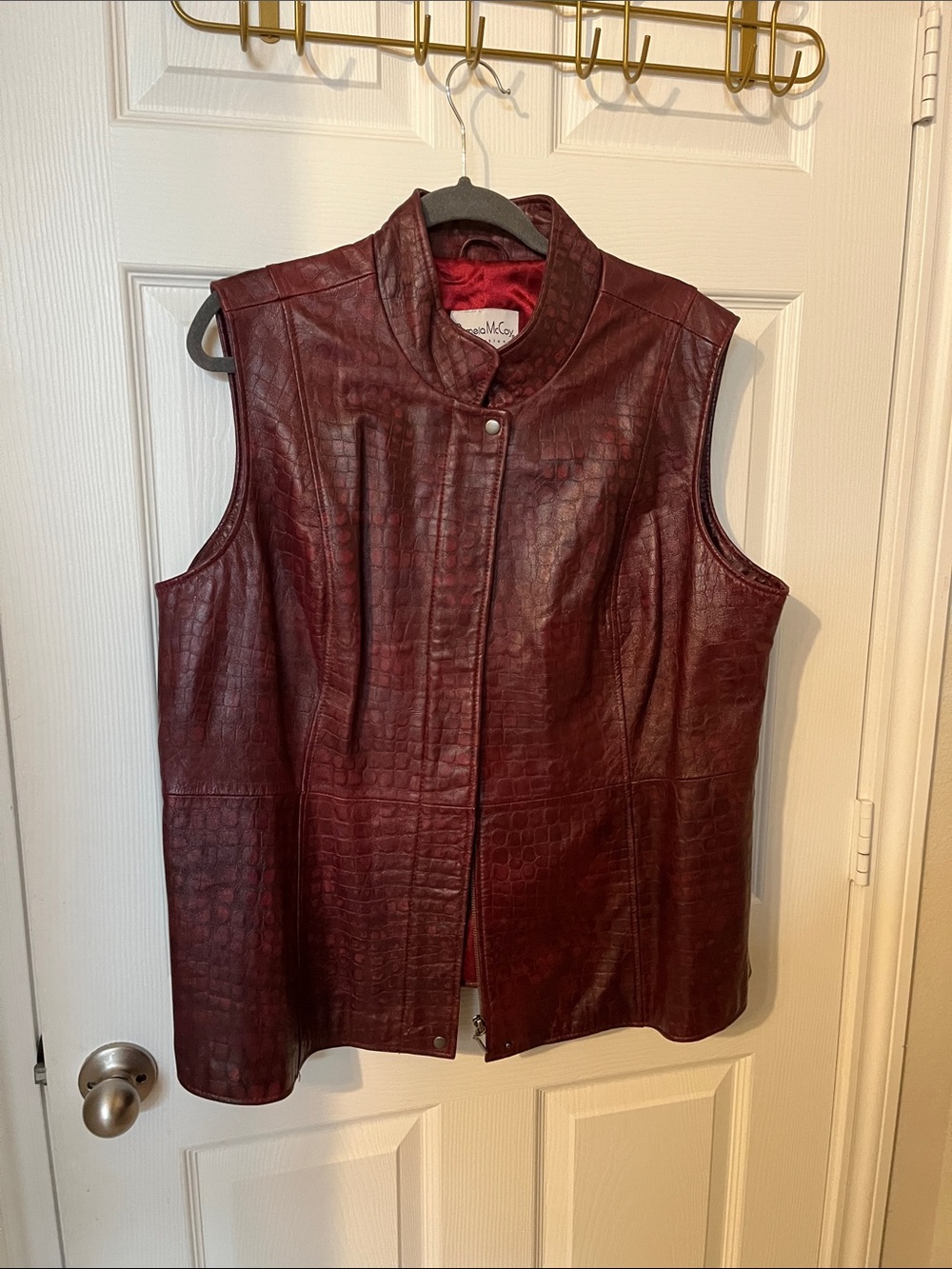 Classic Burgundy Genuine Leather Vest